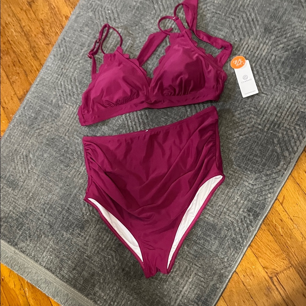 Charmo Women's Plum Scalloped Bikini - Picture 2 of 7
